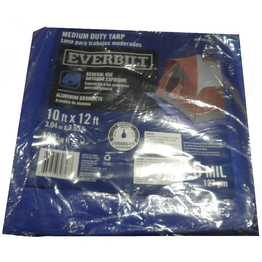 Everbilt 12 ft. x 10 ft. (120 Sq. Ft.) Blue Medium Duty Tarp - Free Shipping