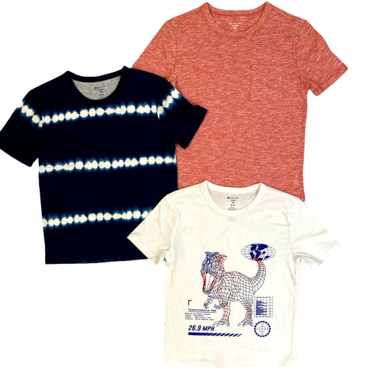 3-PK Size 14/16 Short Sleeve Crew Neck Graphic Tee, Printed Tee, & Pocket Tee