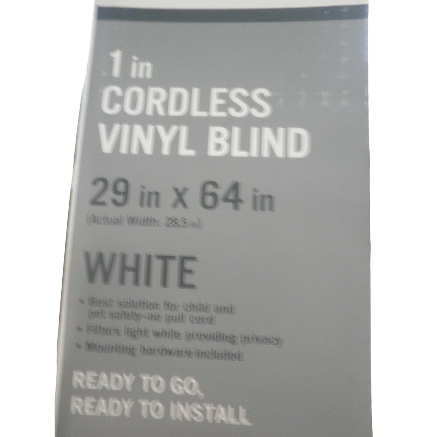 White Cordless Light Filtering 1 in. Slats Vinyl Mini Blind - 29"W x 64"L