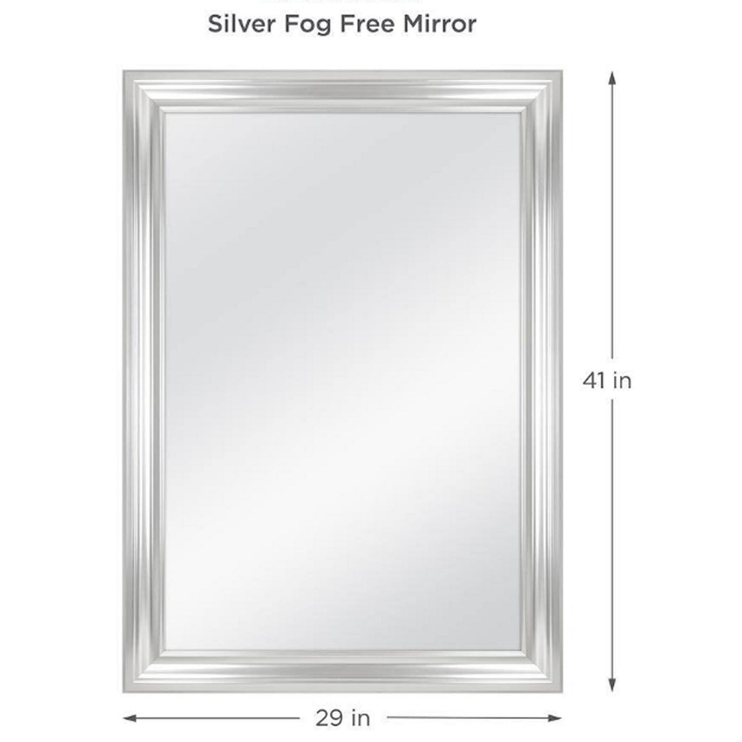 Home Décor Mirror, Silver, 41" x 29" Framed Rectangular Anti-Fog- Local Pickup ONLY