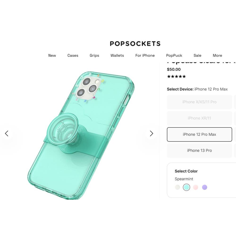 Popsockets PopCase Clears for iPhone 12 & 12 Pro, Spearmint - Free Shipping