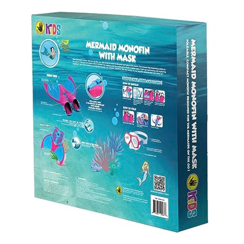 Kids' Mermaid Monofin with Mask & Fins, Pink/Blue, by Body Glove, NIB