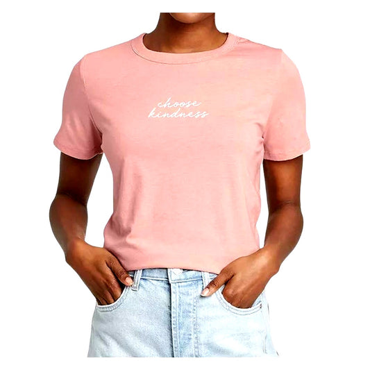 Women's Medium "Choose Kindness" Short Sleeve Graphic T-Shirt - Rose + Free Ship