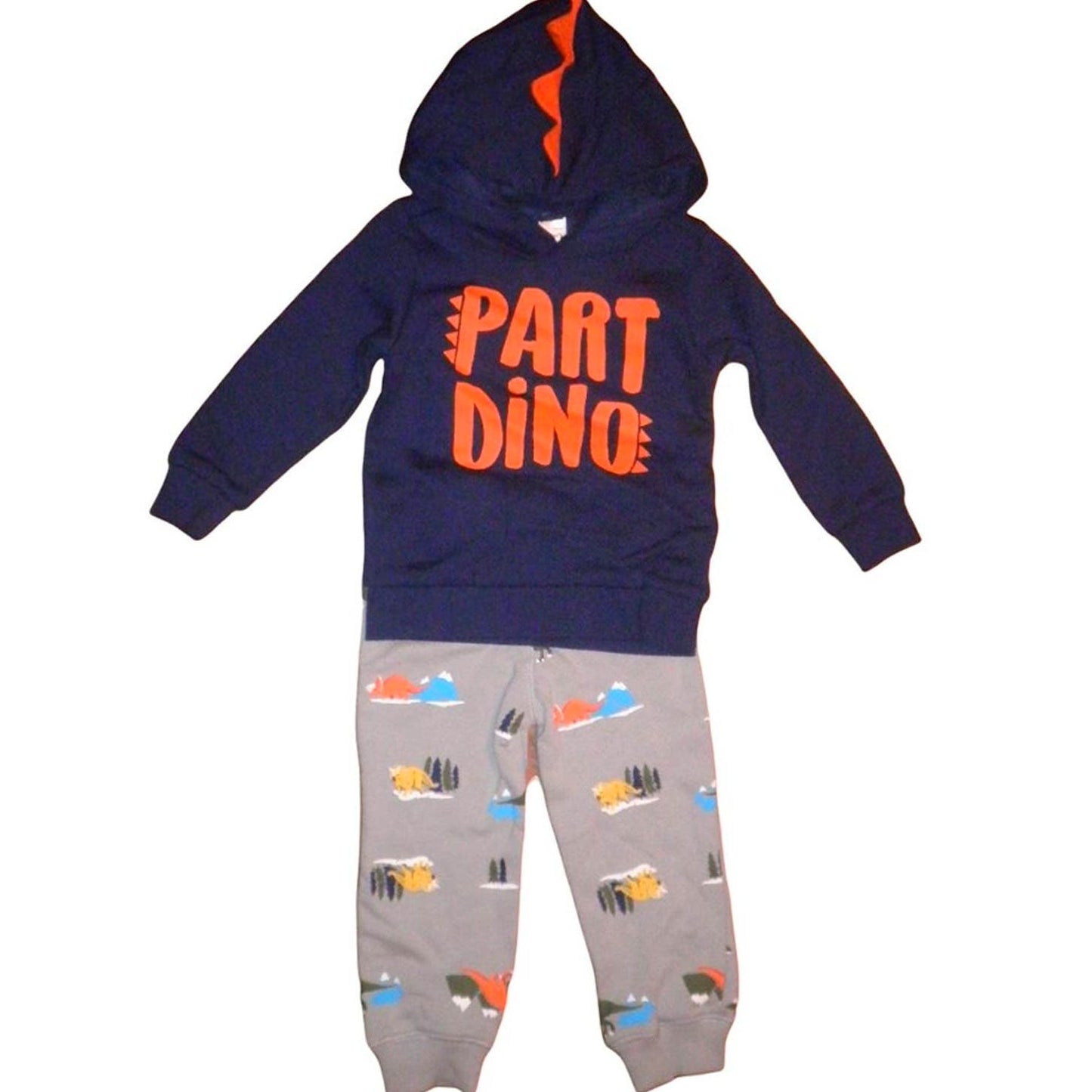 Carter's 12M Baby/Toddler Fleece "Part Dino" L/S Hoodie Set, 80% / 20% Blended