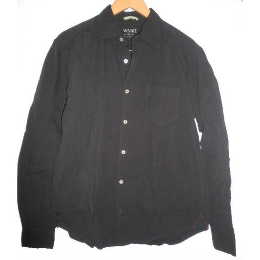 New, Large, Wyatt (Made in Peru) L/S Sports Dress Shirt, Black, 100% Cotton