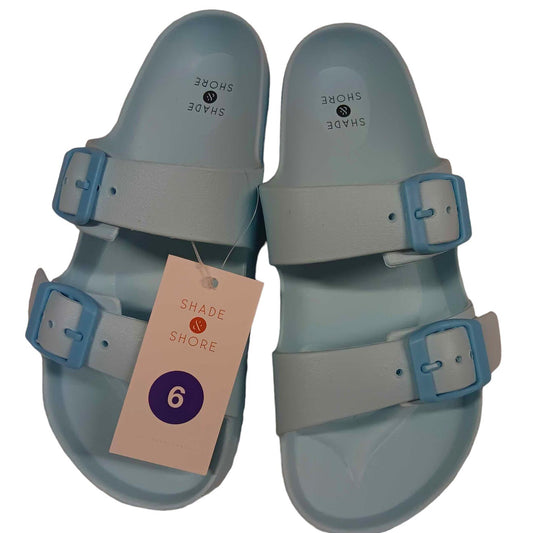 Women's Size 6 Neida EVA Two Band Slide Sandals - Shade & Shore, Turquoise Blue
