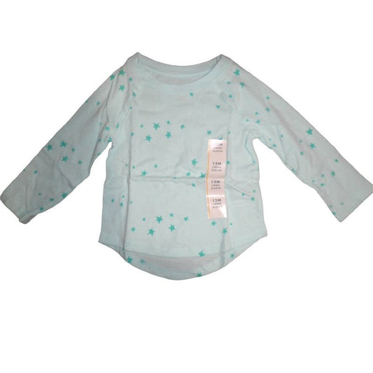 Toddler Girls' Star Long Sleeve T-Shirt - Cat & Jack Aqua 12M, Blue - Free Ship