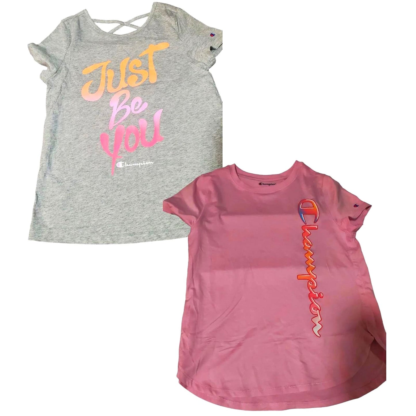 Champion Girls Shirts (2), Size 14/16 Activewear Everyday Tees w/ Graphic Prints