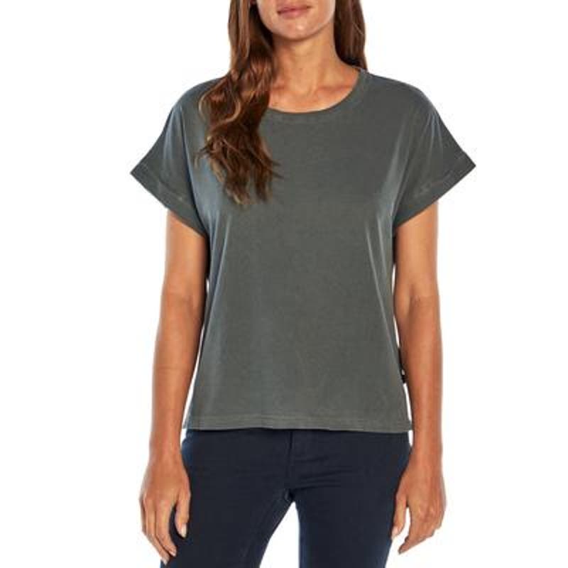 Gap Small Ladies Garment Dye Fashion Tee Tornado Gray, Swoop Neck, 100% Cotton