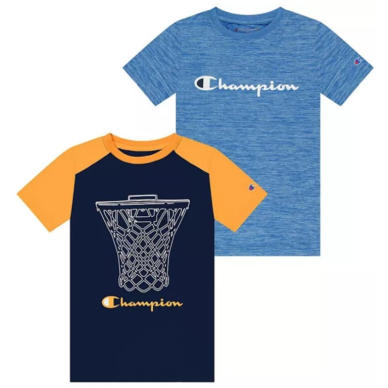 Champion Boys 2-Pk Graphic T-Shirts (Size 14-16), Crew Collar Solid & Tye Design -Free Shipping