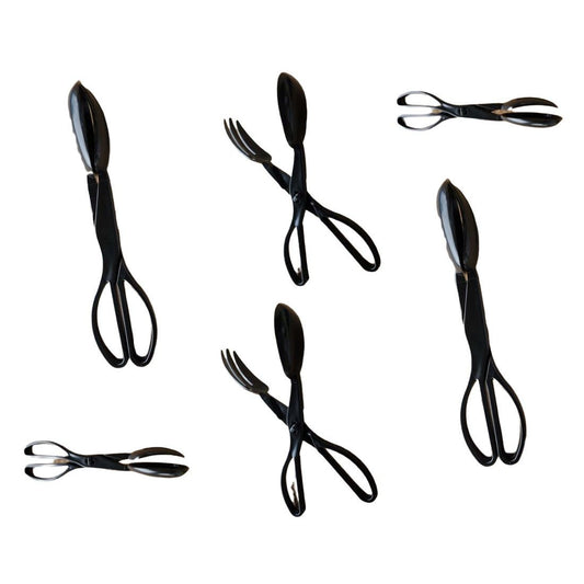 6-pack Black 11-1/2 in. Salad Scissor Tongs, CT3304 Partipak- Free Shipping