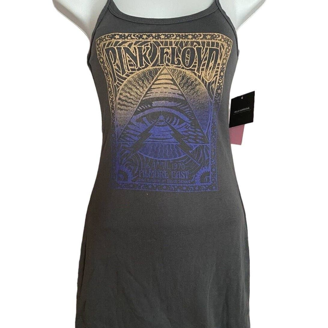 Women's Pink Floyd Dress Sz. LRG Gray Sleeveless Graphic Bodycon New