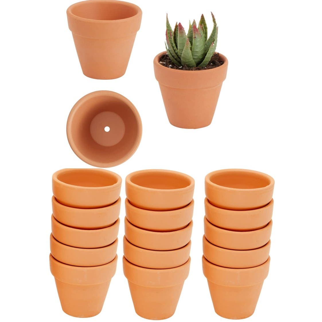 18-PK Mini Terracotta Pots for Succulents, Small 3.2" Clay Flower Pot Planters