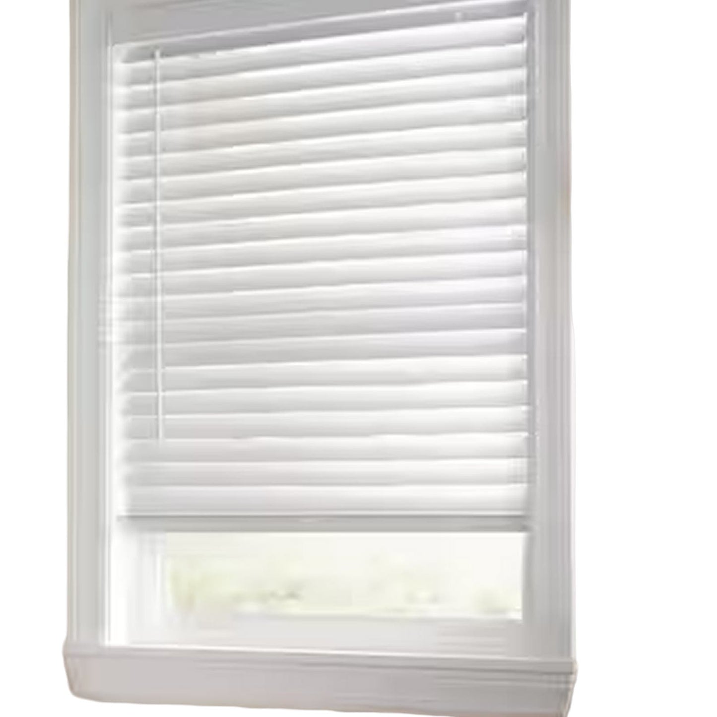 White Cordless Faux Wood Blinds for Windows with 2 in. Slats - 27" W x 72"L