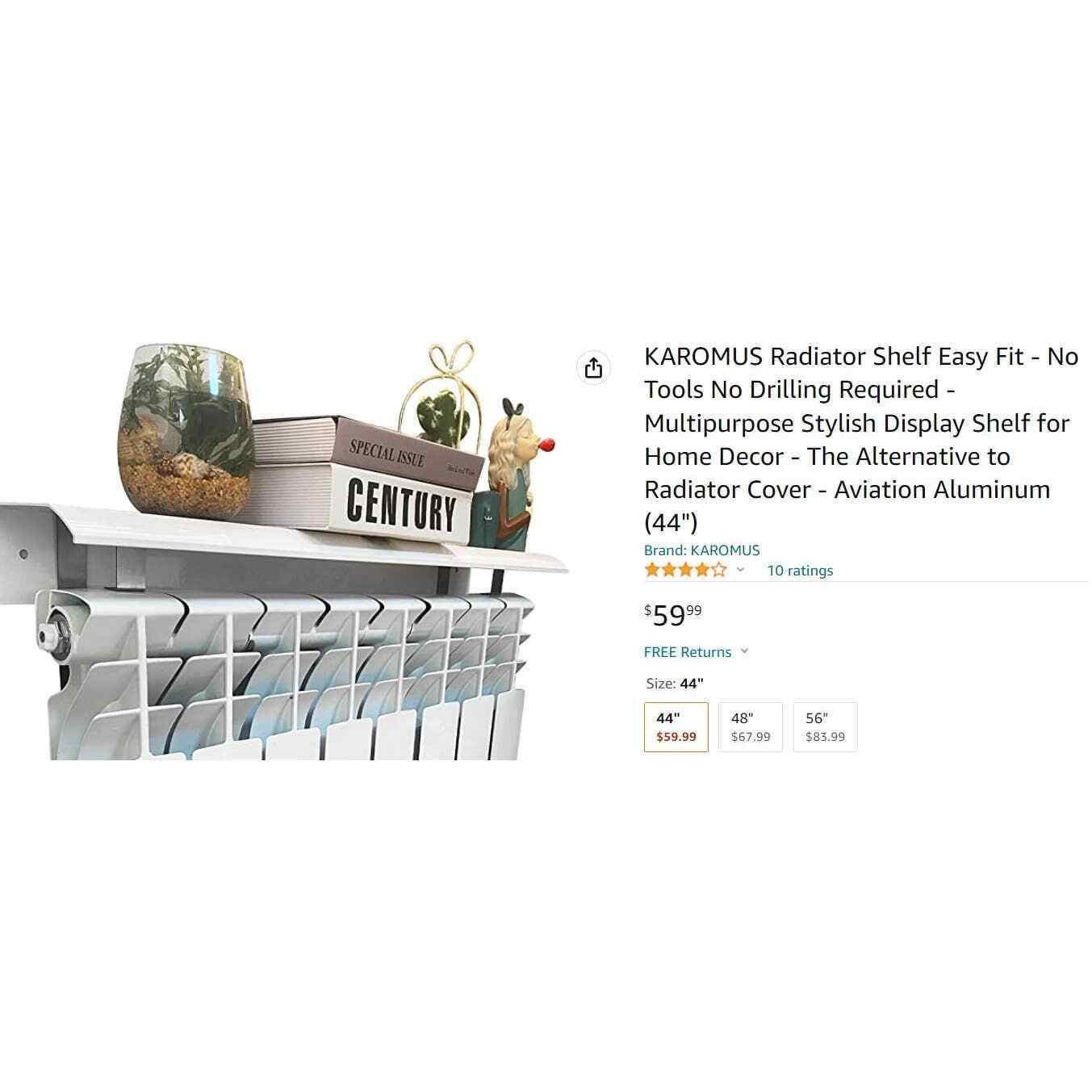 KAROMUS 44" Radiator Shelf Easy Fit - Display Shelf- Alternative Radiator Cover