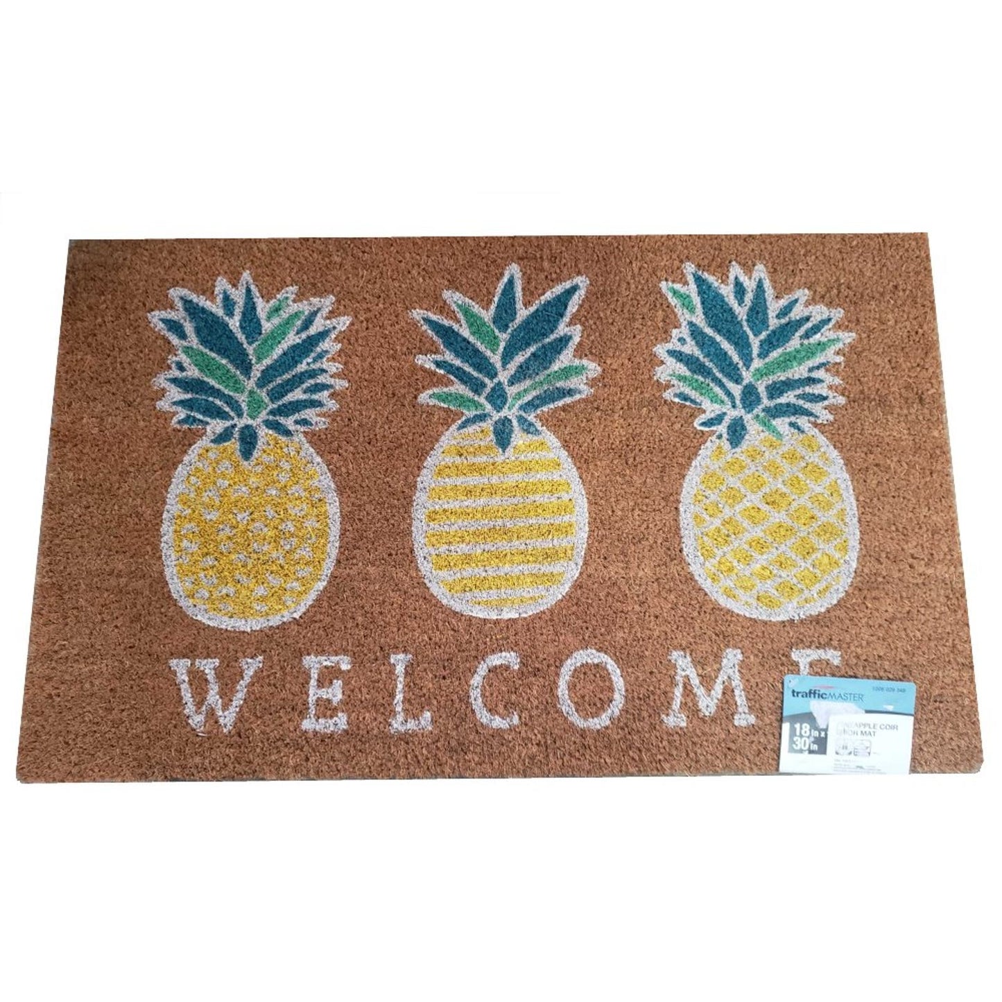 Pineapple Welcome Door Mat 18 in. x 30 in., Coir and Vinyl - Free Shipping