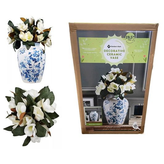 BIG Decorative Ceramic 19.5"H Vase, White/Blue Floral Ceramic · Table · Bouquet FREE SHIPPING or [Local Pickup for $20]