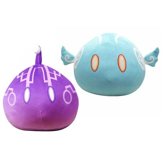 2 Anime Genshin 13" Impact Slime Ball Plushies - Wind & Lightning w/ Keychains