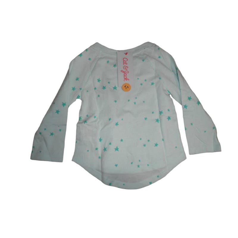 Toddler Girls' Star Long Sleeve T-Shirt - Cat & Jack Aqua 12M, Blue - Free Ship