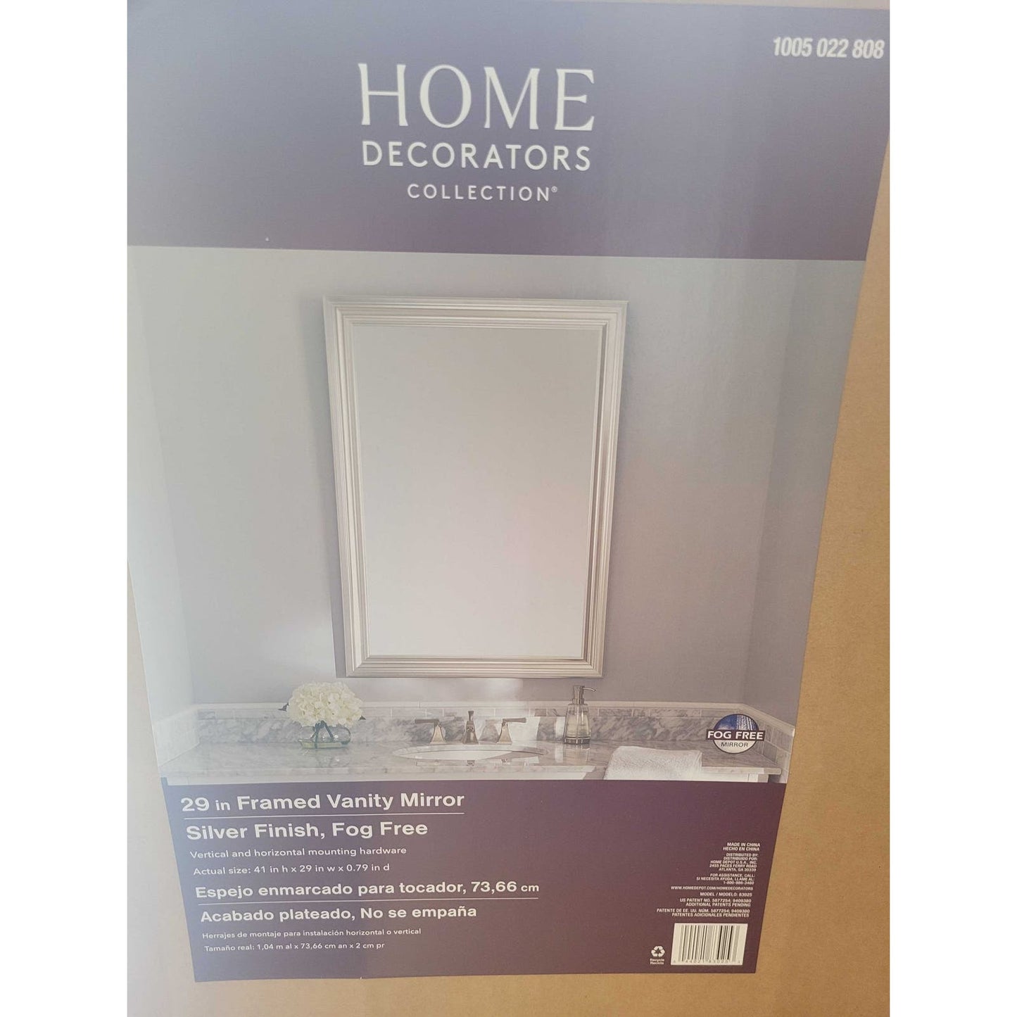 Home Décor Mirror, Silver, 41" x 29" Framed Rectangular Anti-Fog- Local Pickup ONLY