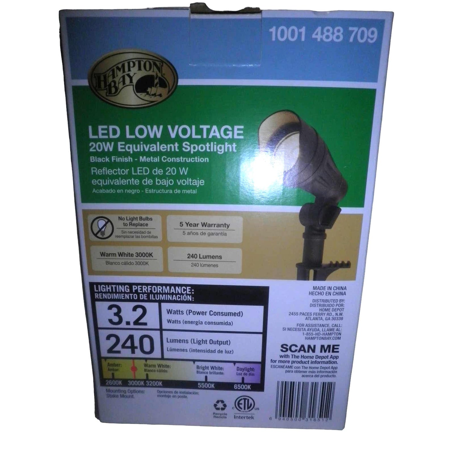 20-Watt Equivalent Low Voltage Black Integrated LED Outdoor Landscape Spot Light