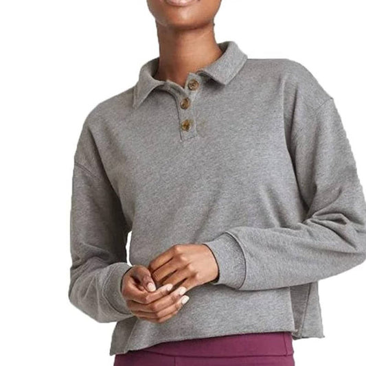 Wild Fable XL Women's Cropped Polo Shirt, Gray XL + Free Shipping