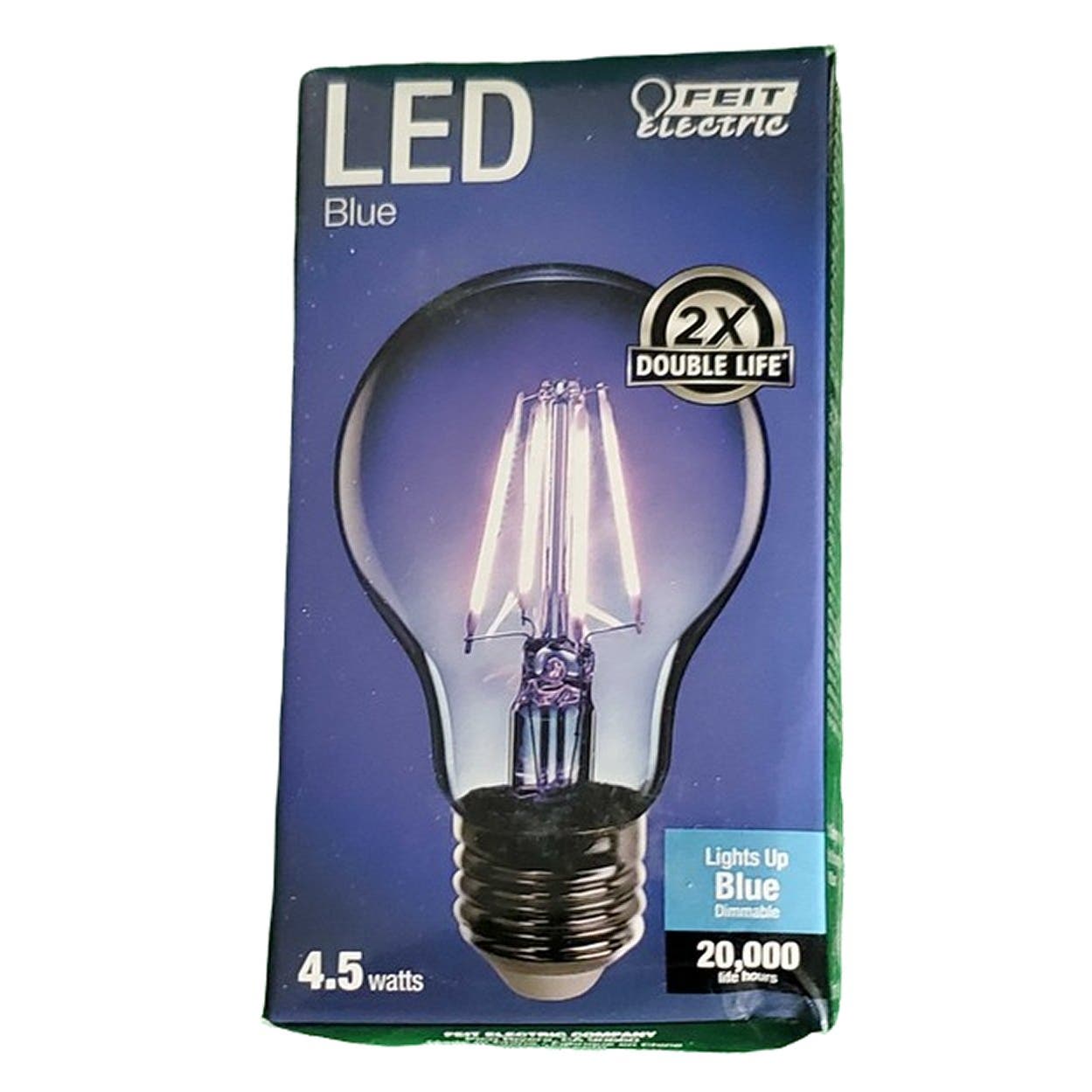 (3-PK) Feit Electric (A19/TP/LED) Blue Filament LED 25W, A19 2.38" D x 4.44" H