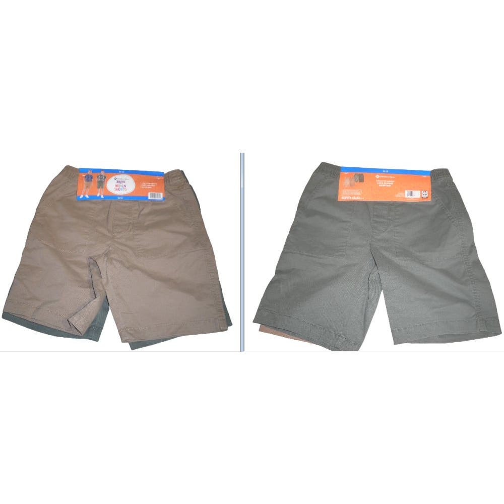 Boys 2-Pack Size 10/12 Woven Shorts Set, Green & Tan w/ Elastic Waist -Free Ship